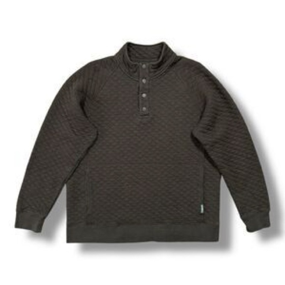 Eddie Bauer Brown Quilted 1/4 Button Pullover Medium